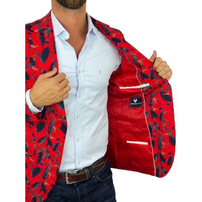 MARCO MILANO Marynarka męska C10 czerwona, pióra, casual | Sklep GriShop.eu | Marynarki