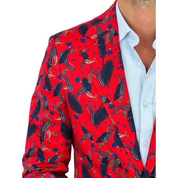 MARCO MILANO Marynarka męska C10 czerwona, pióra, casual | Sklep GriShop.eu | Marynarki
