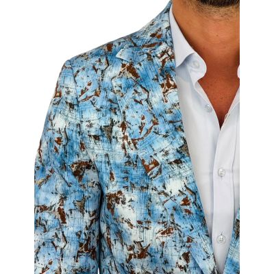 MARCO MILANO Marynarka męska C33 niebieska, brązowy wzór, casual | Sklep GriShop.eu | Marynarki