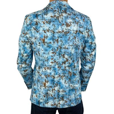 MARCO MILANO Marynarka męska C33 niebieska, brązowy wzór, casual | Sklep GriShop.eu | Marynarki