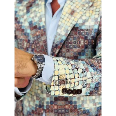 MARCO MILANO Marynarka męska C34 kafelki, casual, brązowy, beżowy, niebieski | Sklep GriShop.eu | Marynarki