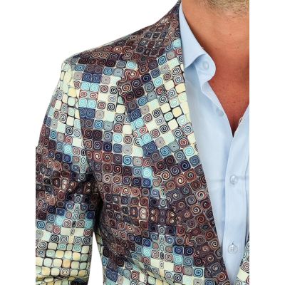 MARCO MILANO Marynarka męska C34 kafelki, casual, brązowy, beżowy, niebieski | Sklep GriShop.eu | Marynarki
