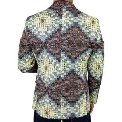MARCO MILANO Marynarka męska C34 kafelki, casual, brązowy, beżowy, niebieski | Sklep GriShop.eu | Marynarki