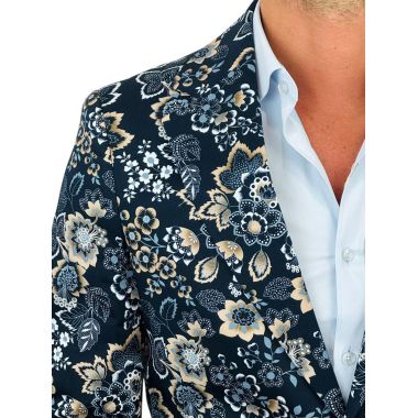 MARCO MILANO Marynarka męska C35 granatowa w beżowe kwiaty, liście, casual, | Sklep GriShop.eu | Marynarki 2