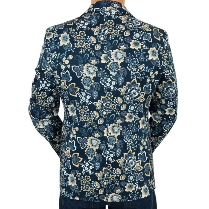 MARCO MILANO Marynarka męska C35 granatowa w beżowe kwiaty, liście, casual, | Sklep GriShop.eu | Marynarki