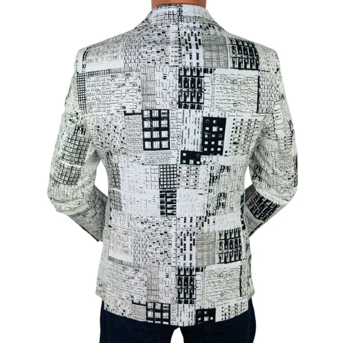 MARCO MILANO Marynarka męska M02 biała, czarna - BLOKI, casual | Sklep GriShop.eu | Marynarki