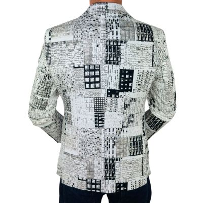 MARCO MILANO Marynarka męska M02 biała, czarna - BLOKI, casual | Sklep GriShop.eu | Marynarki