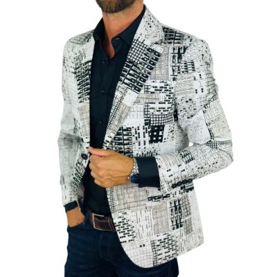 MARCO MILANO Marynarka męska M02 biała, czarna - BLOKI, casual | Sklep GriShop.eu | Marynarki