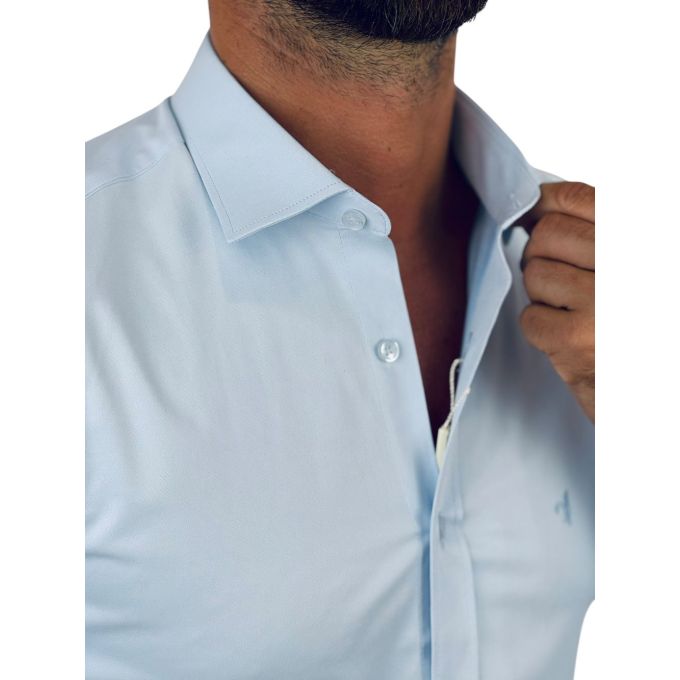 DANIEL BESSI Koszula męska FB008 błękitna, lycra, body fit, elastyczna | Sklep GriShop.eu | Koszule
