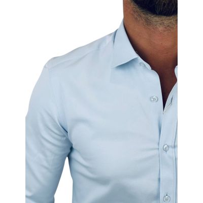 DANIEL BESSI Koszula męska FB008 błękitna, lycra, body fit, elastyczna | Sklep GriShop.eu | Koszule