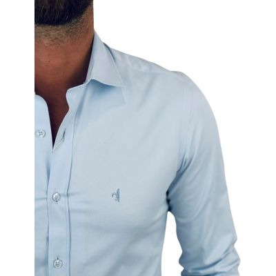 DANIEL BESSI Koszula męska FB008 błękitna, lycra, body fit, elastyczna | Sklep GriShop.eu | Koszule
