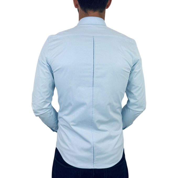 DANIEL BESSI Koszula męska FB008 błękitna, lycra, body fit, elastyczna | Sklep GriShop.eu | Koszule