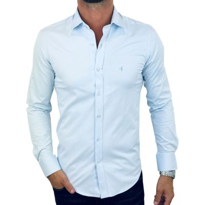 DANIEL BESSI Koszula męska FB008 błękitna, lycra, body fit, elastyczna | Sklep GriShop.eu | Koszule
