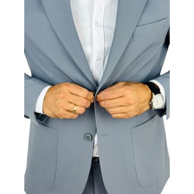 GIOVANNI PERA Garnitur męski MB11 szary, gładki, sportowy, elastyczny, na co dzień i nie tylko | Sklep GriShop.eu | Garnitury