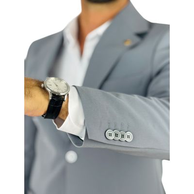 GIOVANNI PERA Garnitur męski MB11 szary, gładki, sportowy, elastyczny, na co dzień i nie tylko | Sklep GriShop.eu | Garnitury