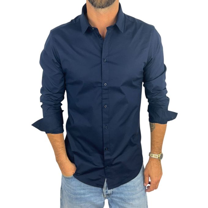 GIOVANNI PERA Koszula męska GP379 elastyczna SUPER SLIM granatowa | Sklep GriShop.eu | Koszule