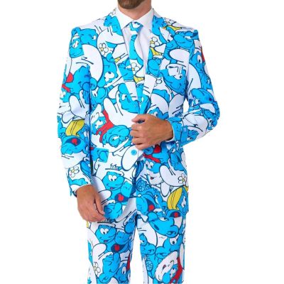 OPPOSUITS Garnitur męski z krawatem, kolorowy, SMERFY, bajka, niebieski, wesoły, casual | Sklep GriShop.eu | Garnitury