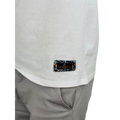 GIOVANNI PERA T-shirt męski biały TGP127 serek, elastan, naszywka | Sklep GriShop.eu | Koszulki