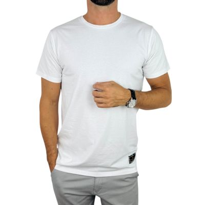 GIOVANNI PERA T-shirt męski biały TGP128 okrągły, elastan, naszywka | Sklep GriShop.eu | Koszulki