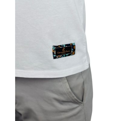 GIOVANNI PERA T-shirt męski biały TGP128 okrągły, elastan, naszywka | Sklep GriShop.eu | Koszulki