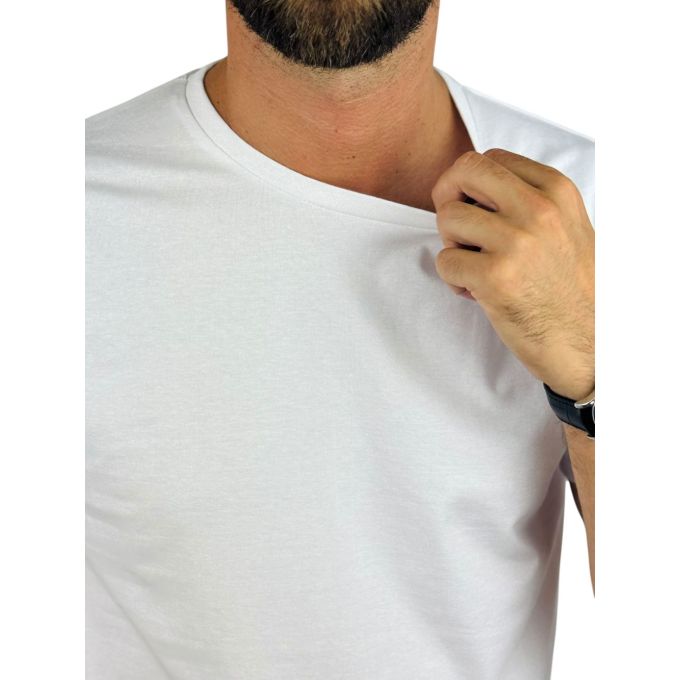 GIOVANNI PERA T-shirt męski biały TGP128 okrągły, elastan, naszywka | Sklep GriShop.eu | Koszulki