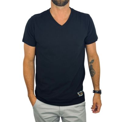 GIOVANNI PERA T-shirt męski czarny, TGP130 serek, elastan, naszywka | Sklep GriShop.eu | Koszulki