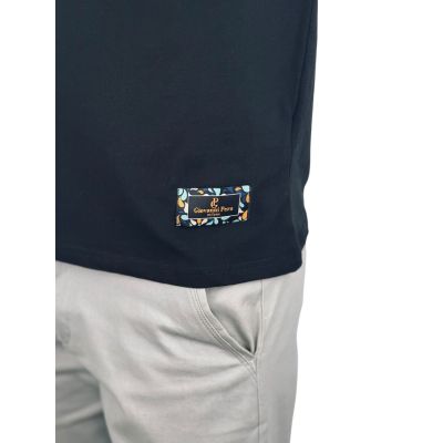 GIOVANNI PERA T-shirt męski czarny, TGP130 serek, elastan, naszywka | Sklep GriShop.eu | Koszulki