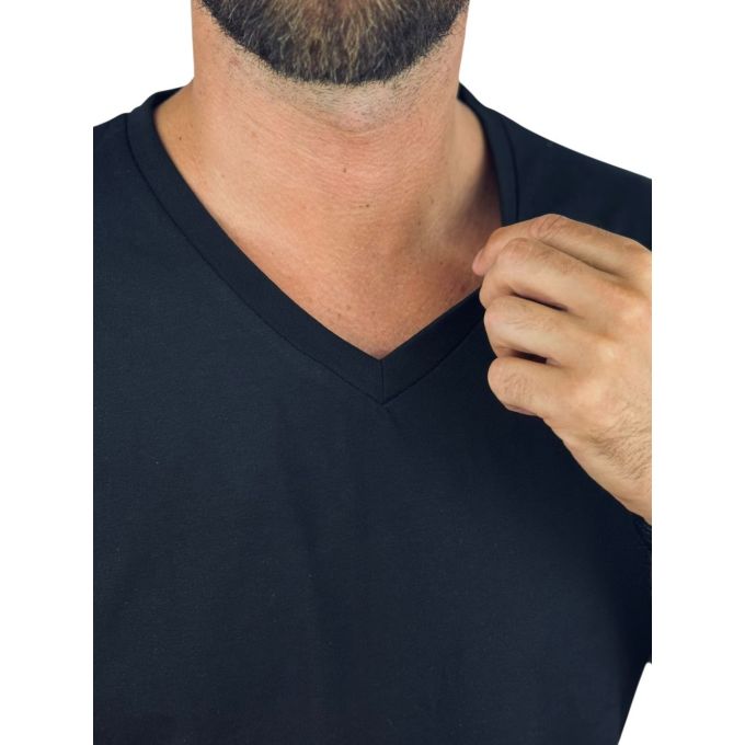 GIOVANNI PERA T-shirt męski czarny, TGP130 serek, elastan, naszywka | Sklep GriShop.eu | Koszulki