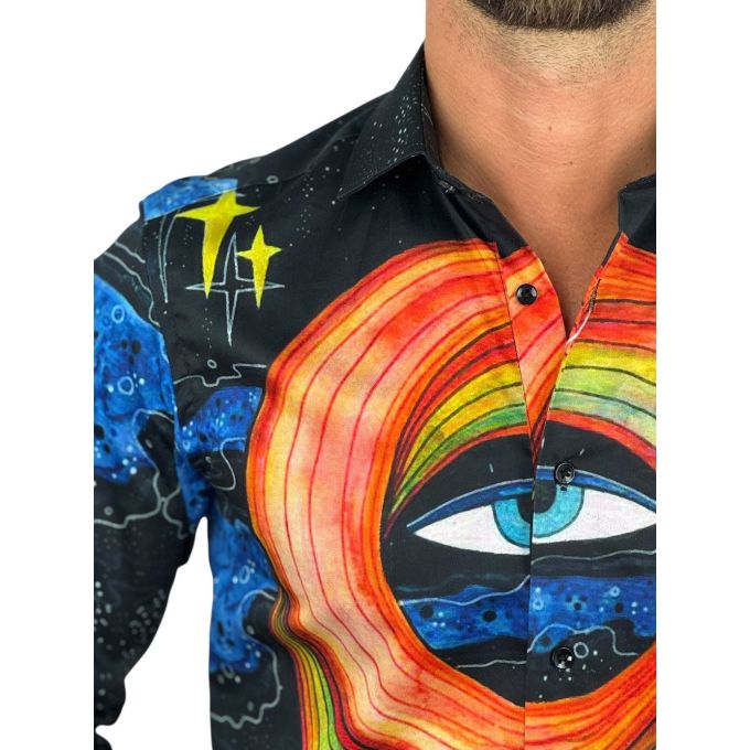 GUISEPPE LUIGI Koszula męska GL87 czarna, OKO, kolorowa | Sklep GriShop.eu | Koszule