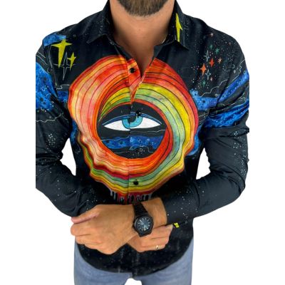 GUISEPPE LUIGI Koszula męska GL87 czarna, OKO, kolorowa | Sklep GriShop.eu | Koszule