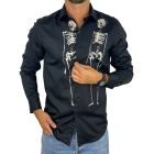 GUISEPPE LUIGI Koszula męska GL93 czarna, szkielet, czaszka | Sklep GriShop.eu | Koszule