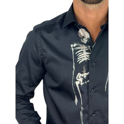 GUISEPPE LUIGI Koszula męska GL93 czarna, szkielet, czaszka | Sklep GriShop.eu | Koszule
