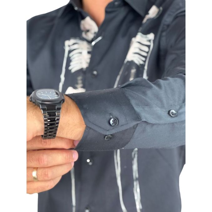 GUISEPPE LUIGI Koszula męska GL93 czarna, szkielet, czaszka | Sklep GriShop.eu | Koszule