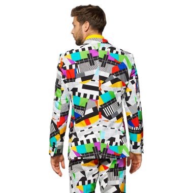 OPPOSUITS Garnitur męski z krawatem, kolorowy, telewizyjny wzór, TV, casual, zakończenie programu
