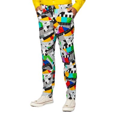OPPOSUITS Garnitur męski z krawatem, kolorowy, telewizyjny wzór, TV, casual, zakończenie programu