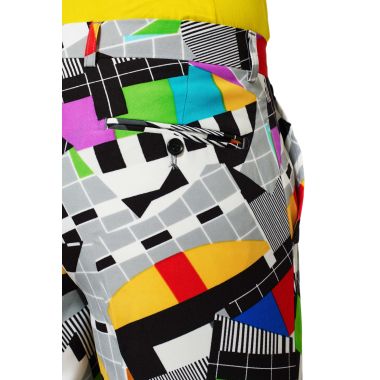 OPPOSUITS Garnitur męski z krawatem, kolorowy, telewizyjny wzór, TV, casual, zakończenie programu