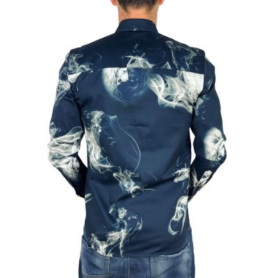 DANIEL BESSI Koszula męska fb129 granatowa, DYMY, lew | Sklep GriShop.eu | Koszule