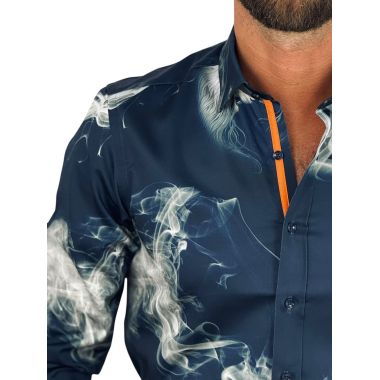 DANIEL BESSI Koszula męska fb129 granatowa, DYMY, lew | Sklep GriShop.eu | Koszule 2