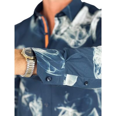 DANIEL BESSI Koszula męska fb129 granatowa, DYMY, lew | Sklep GriShop.eu | Koszule