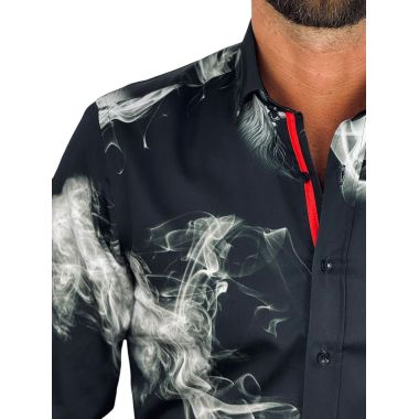 DANIEL BESSI Koszula męska fb130 czarny , DYMY, lew | Sklep GriShop.eu | Koszule 2