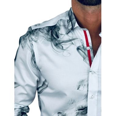 DANIEL BESSI Koszula męska fb131 biała, DYMY, lew | Sklep GriShop.eu | Koszule 2