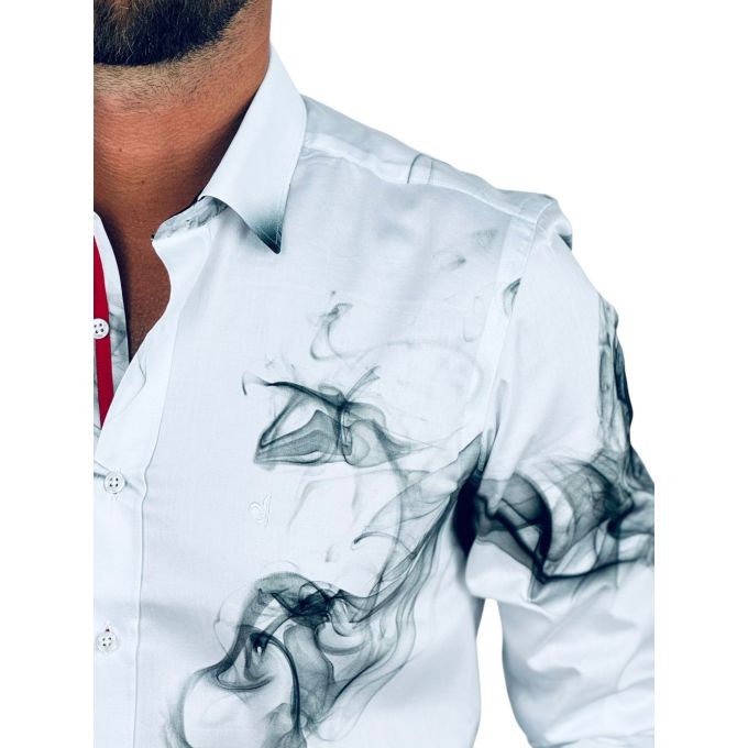 DANIEL BESSI Koszula męska fb131 biała, DYMY, lew | Sklep GriShop.eu | Koszule