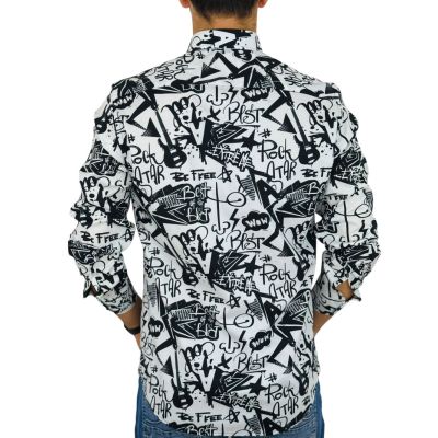 GIOVANNI PERA Koszula męska GP402 czarna, BIAŁA, wow, rock, gitary | Sklep GriShop.eu | Koszule