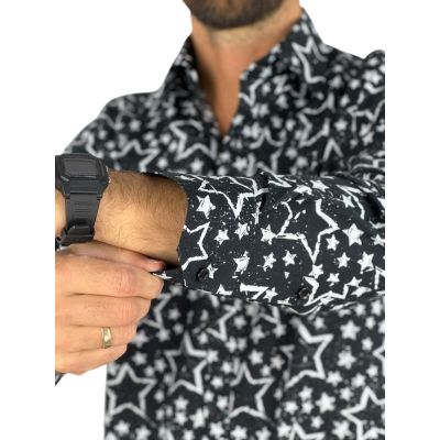 GIOVANNI PERA Koszula męska GP420 czarna, białe gwiazdki | Sklep GriShop.eu | Koszule