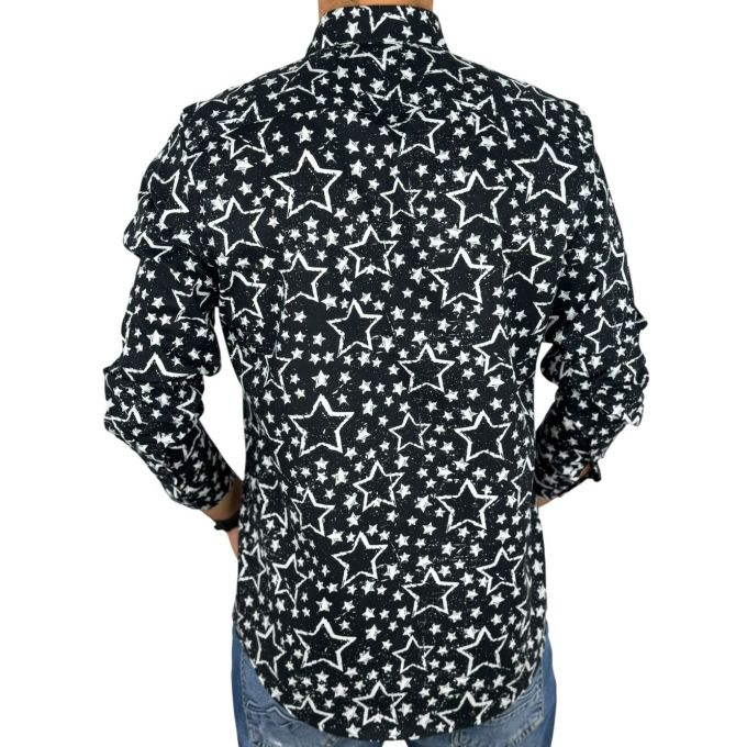 GIOVANNI PERA Koszula męska GP420 czarna, białe gwiazdki | Sklep GriShop.eu | Koszule