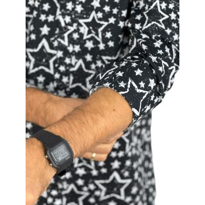 GIOVANNI PERA Koszula męska GP420 czarna, białe gwiazdki | Sklep GriShop.eu | Koszule