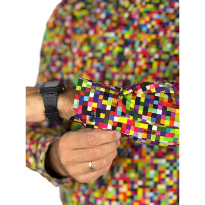 GIOVANNI PERA Koszula męska GP412 pixele, minecraft, kolorowa, kratka | Sklep GriShop.eu | Koszule