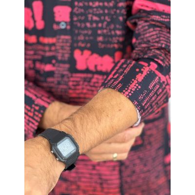 GIOVANNI PERA Koszula męska GP424 czarna, czerwony wzór, napisy, Oh! Yes No, gazeta i inne | Sklep GriShop.eu | Koszule