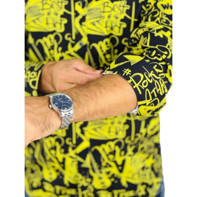 GIOVANNI PERA Koszula męska GP407 czarna, żółta, gitary, WOW, ROCK i inne, muzyczna | Sklep GriShop.eu | Koszule
