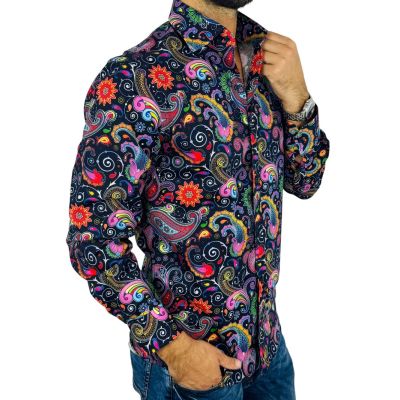 GIOVANNI PERA Koszula męska GP414 kolorowa, kwiaty, paisley, wesoła, folklor | Sklep GriShop.eu | Koszule